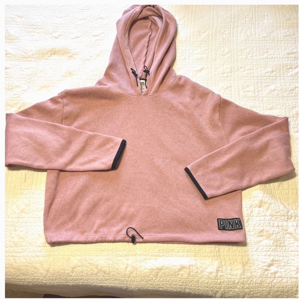 PINK Victoria's Secret Hoodie Women Medium Pink Excellent Bungee Crop Knit